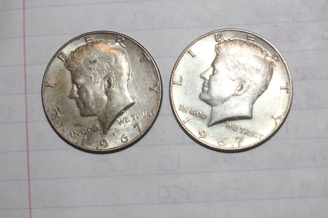 Lot of 2 Kennedy Half Dollars: 40% silver