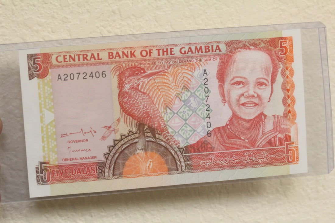 Gambia 5 Dalasis Bank Note: as shown