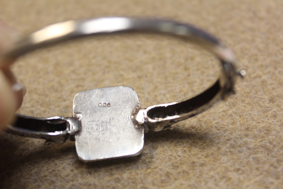 Silver and Turquoise Bangle Bracelet - 2
