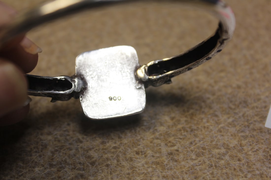 Silver and Turquoise Bangle Bracelet - 3