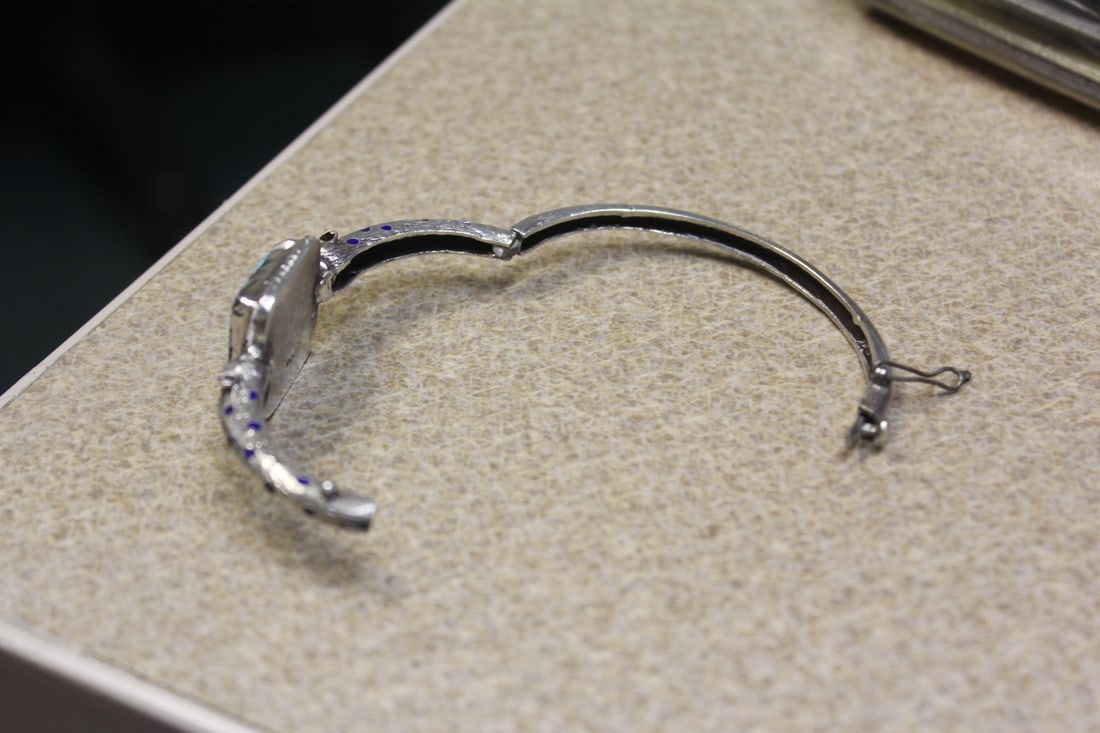 Silver and Turquoise Bangle Bracelet - 4