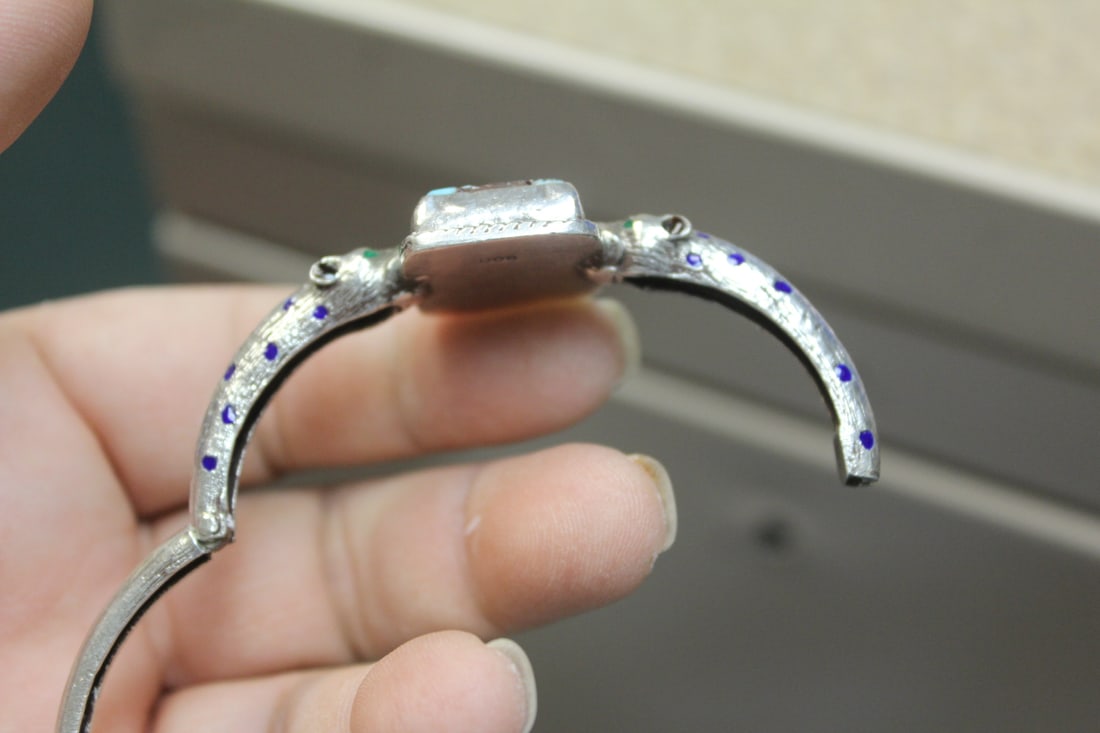 Silver and Turquoise Bangle Bracelet - 6