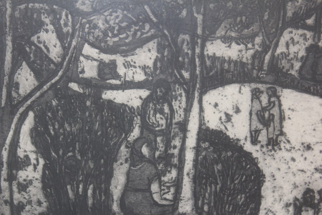 Jack Bilander 1957 Etching "By The River" - 5