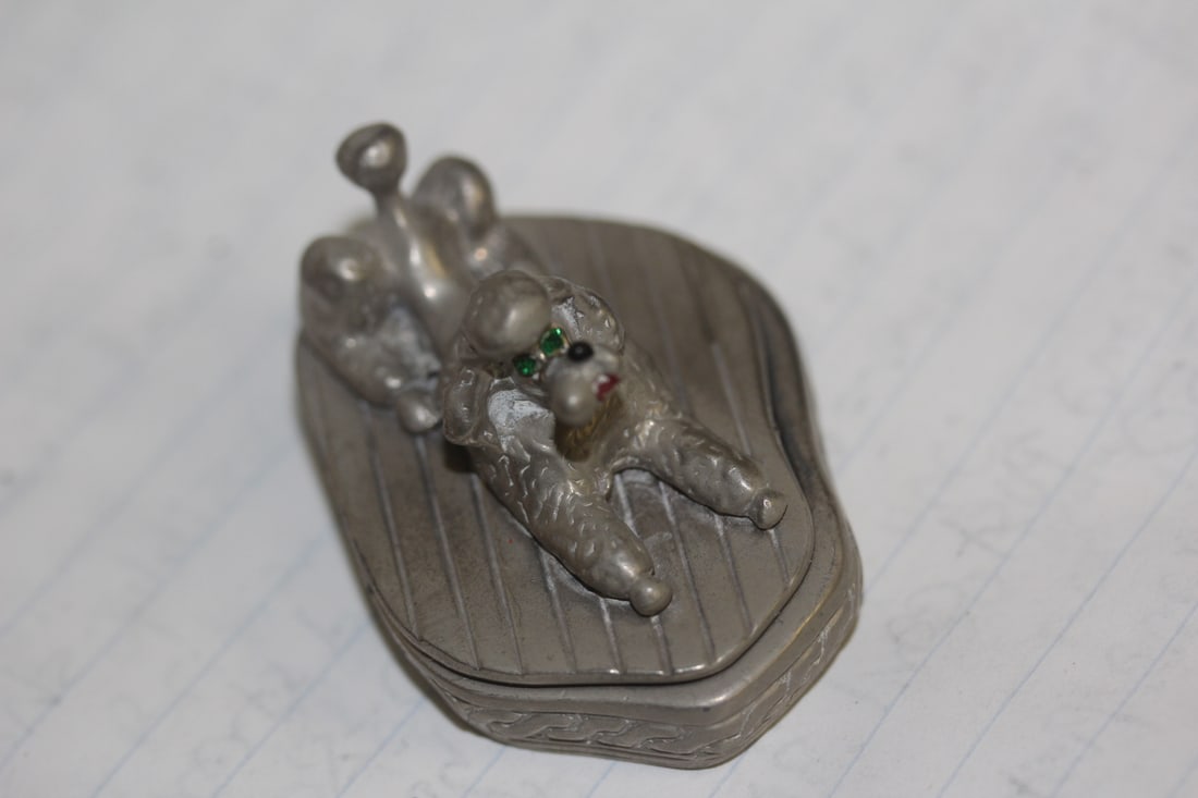 Miniature Pewter Poodle Figurine - 2