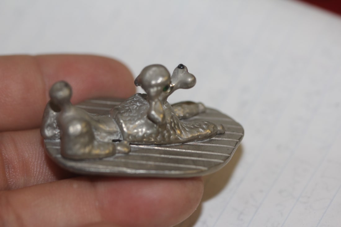 Miniature Pewter Poodle Figurine - 5