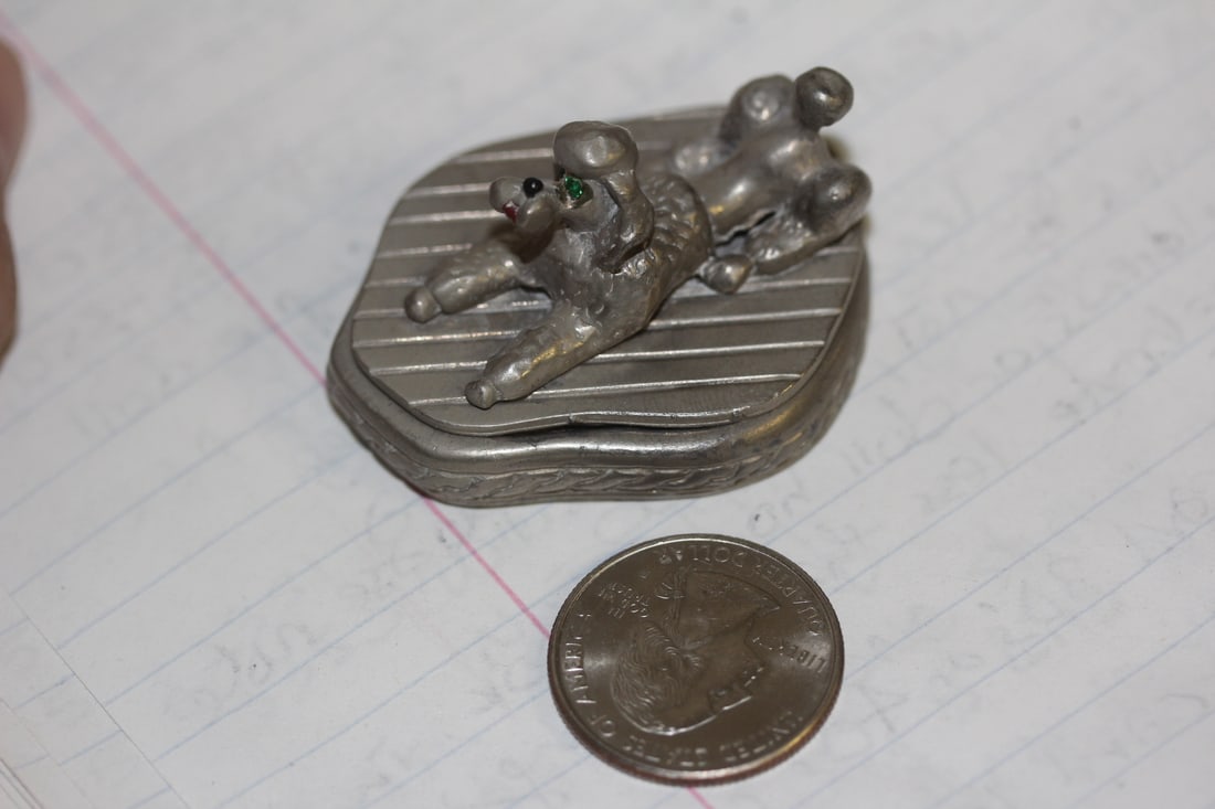 Miniature Pewter Poodle Figurine - 8