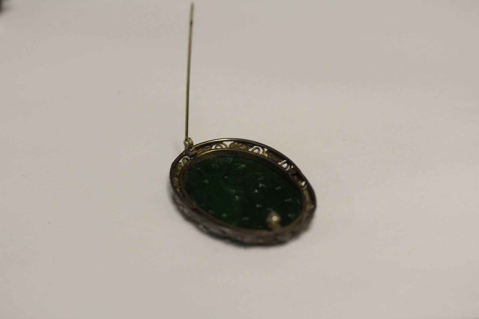 Antique Chinese Jade and Sterling Brooch - 8