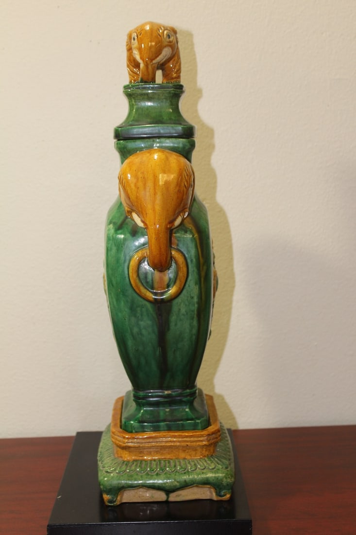 A Chinese Sanchi Pottery Elephant Vase - 4
