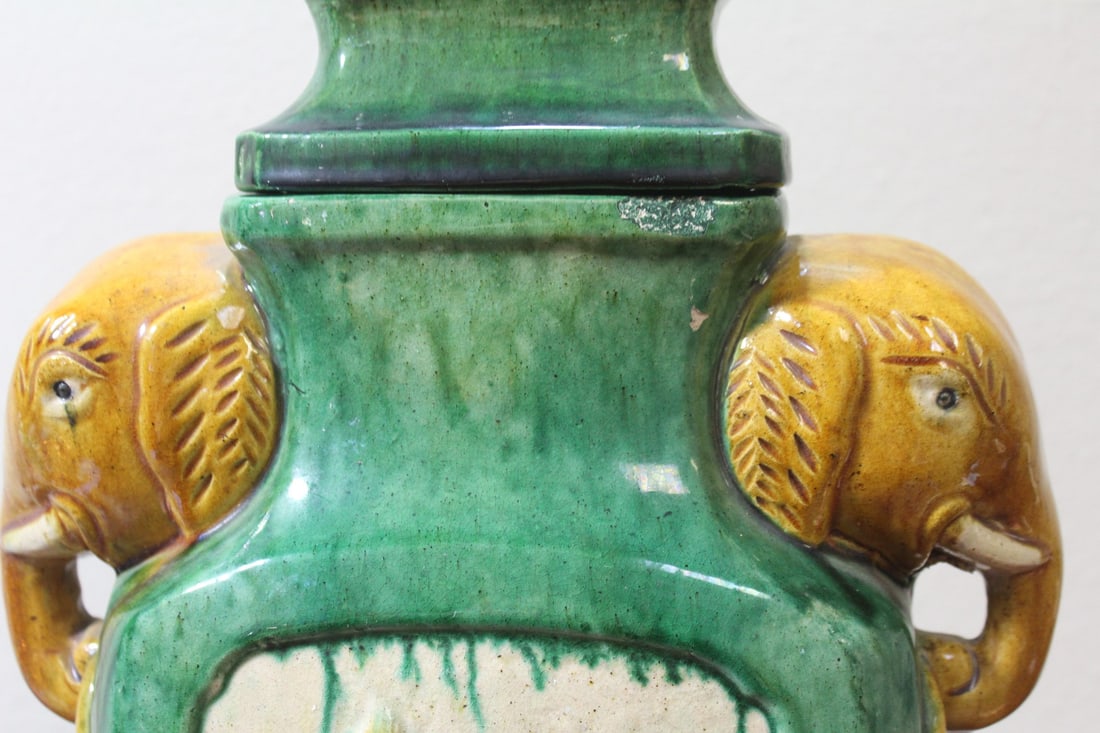 A Chinese Sanchi Pottery Elephant Vase - 6