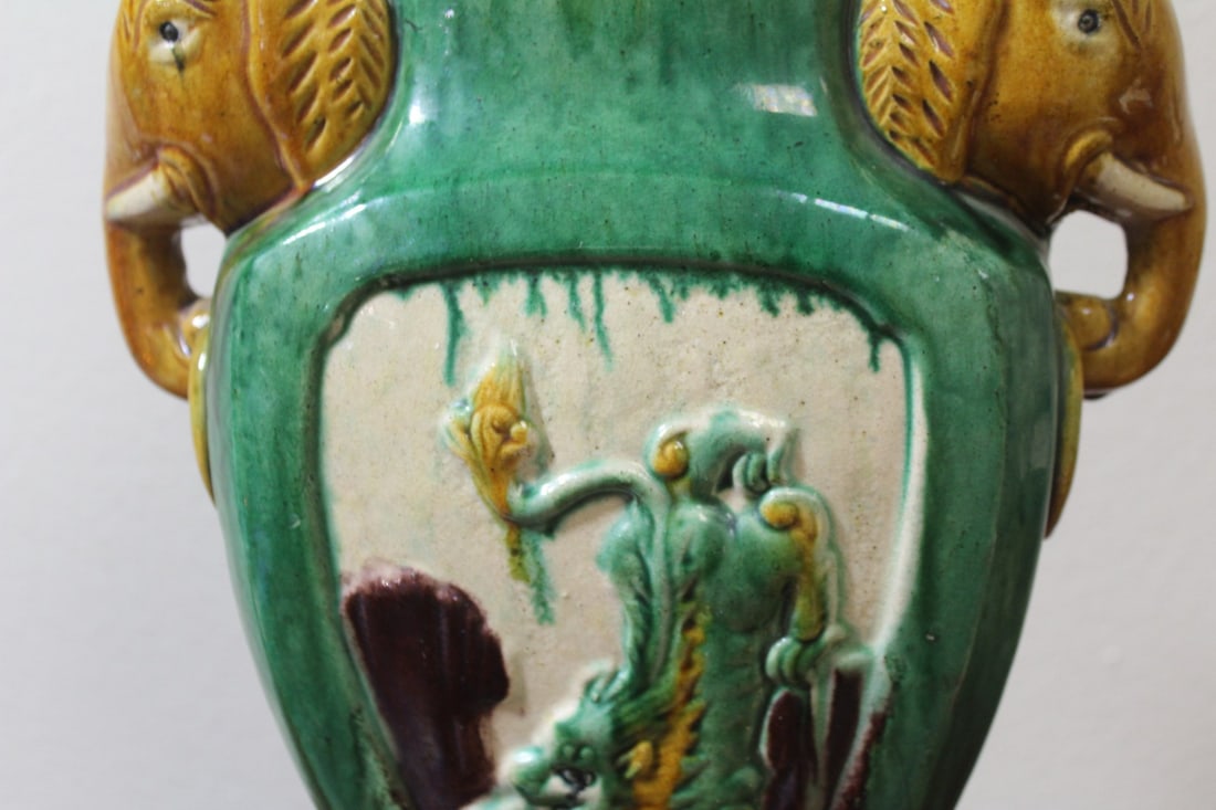 A Chinese Sanchi Pottery Elephant Vase - 8