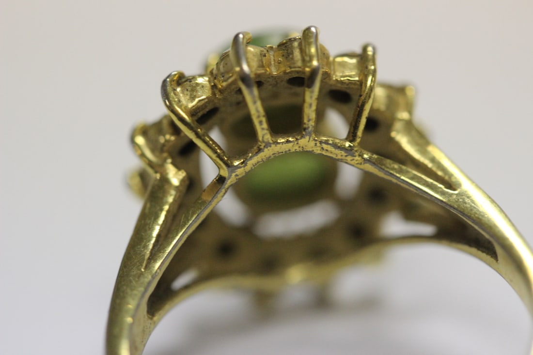 18Kt Gold Plated Jadeite and Cz Ring - 4