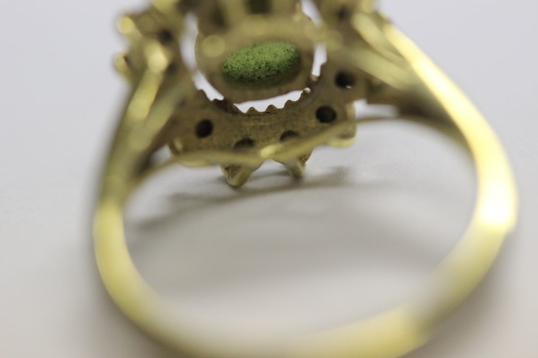 18Kt Gold Plated Jadeite and Cz Ring - 5