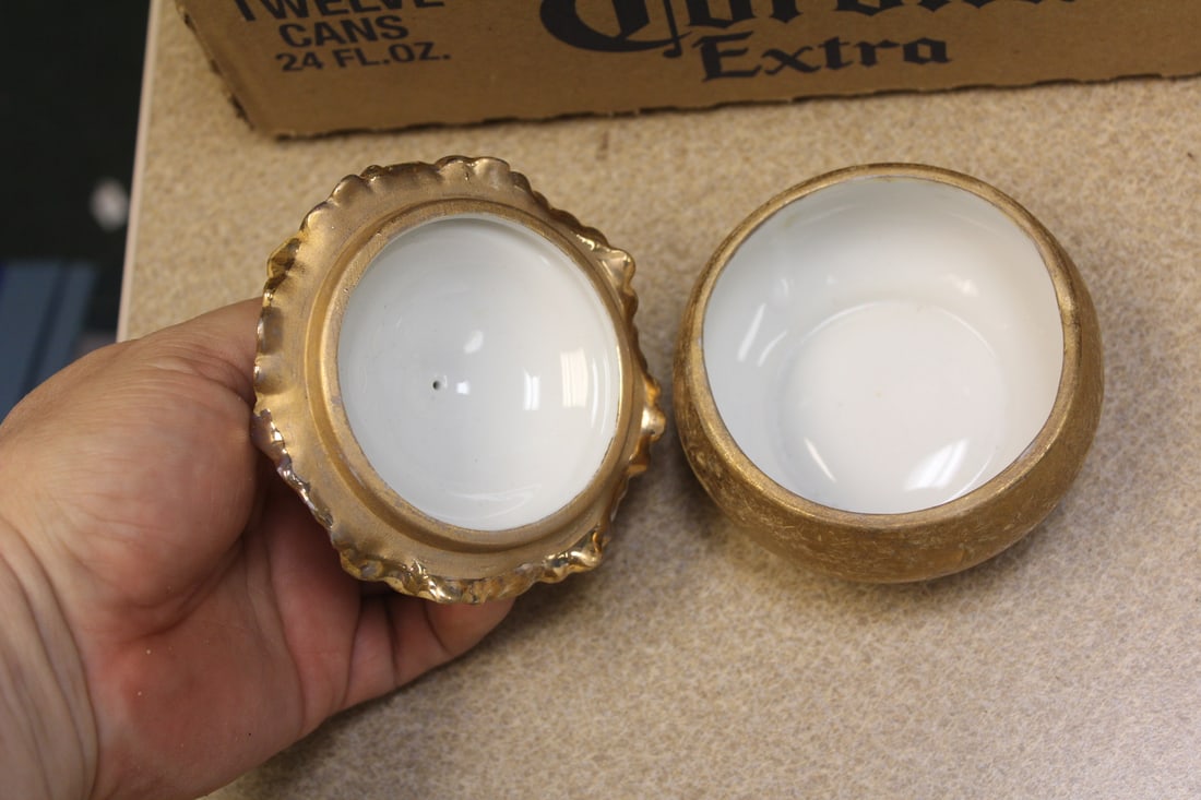 Gold Plated Porcelain Container with Lid - 2