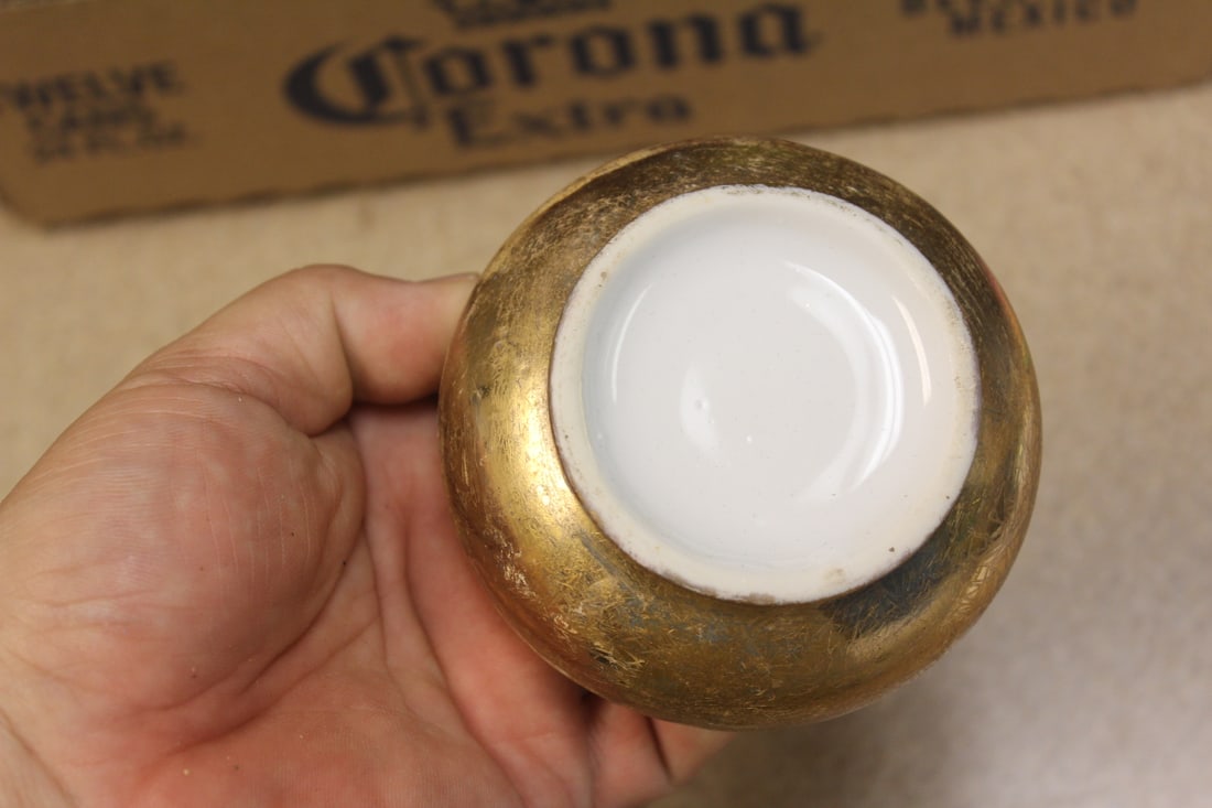 Gold Plated Porcelain Container with Lid - 3