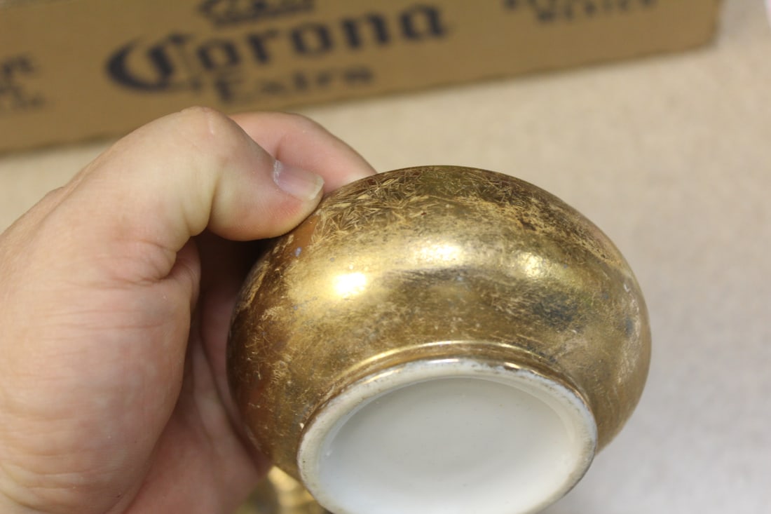 Gold Plated Porcelain Container with Lid - 4