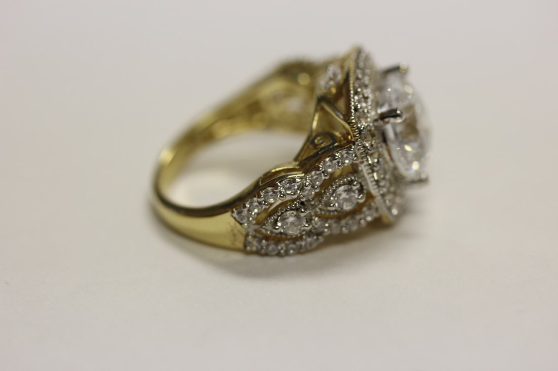 A Gold Plated on Sterling Ring with Stones - 2