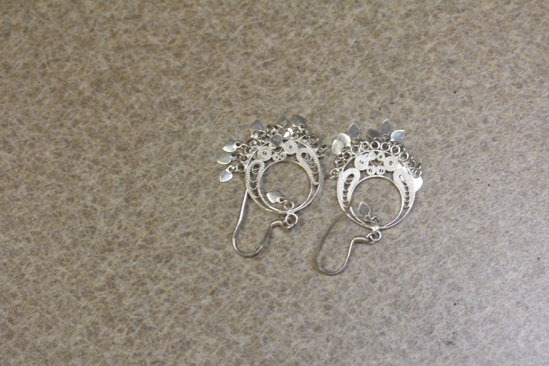 Pair of Filigree Sterling Earrings - 2