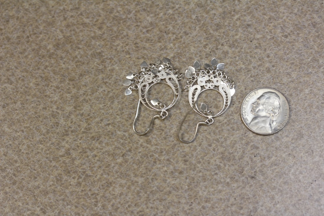 Pair of Filigree Sterling Earrings - 3