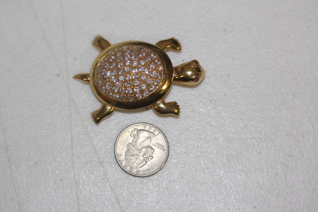Articulated Turtle Costume Brooch Pin - 4