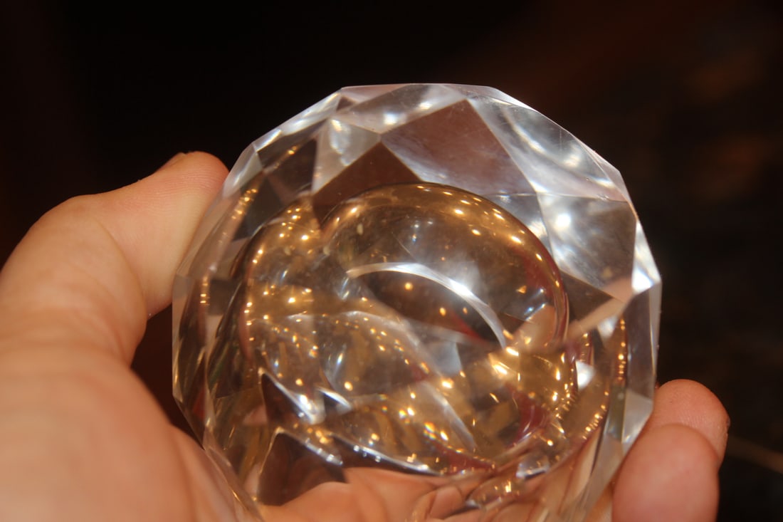 Facet Cut Clear Crystal Candle Holder - 4