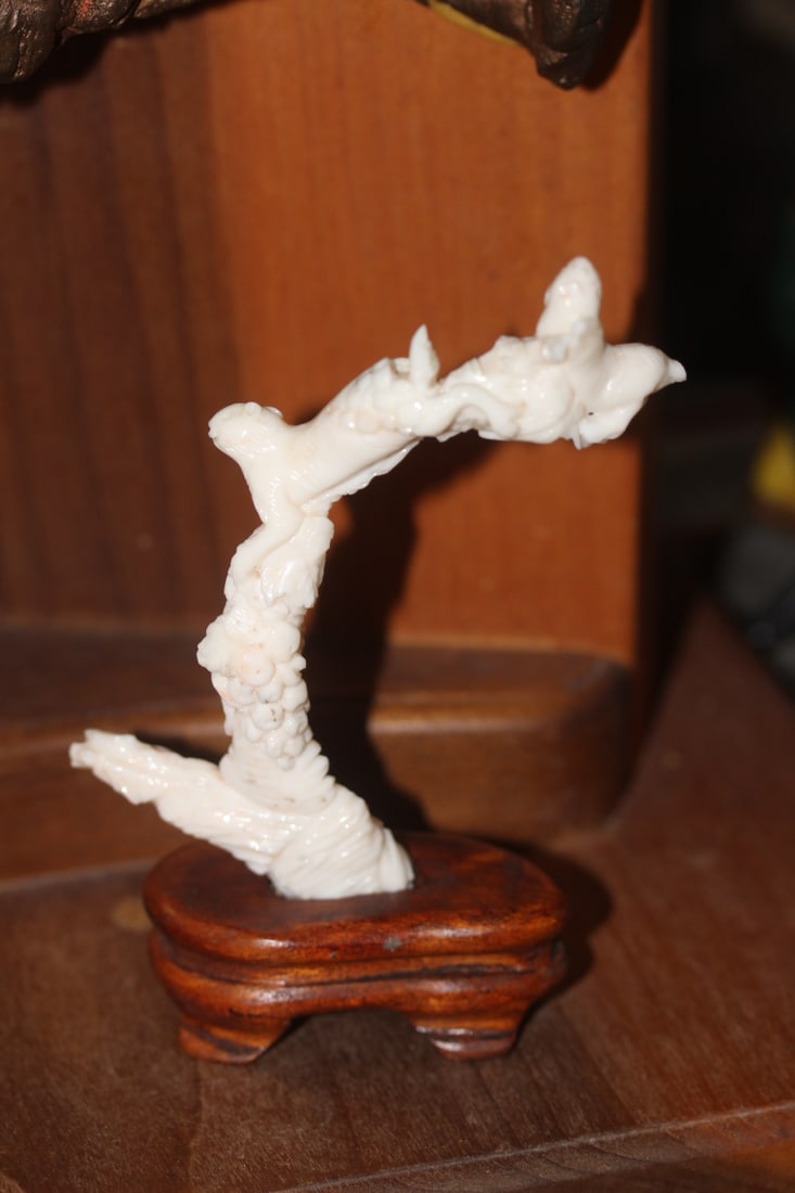 Chinese Carved Coral on Stand - 2
