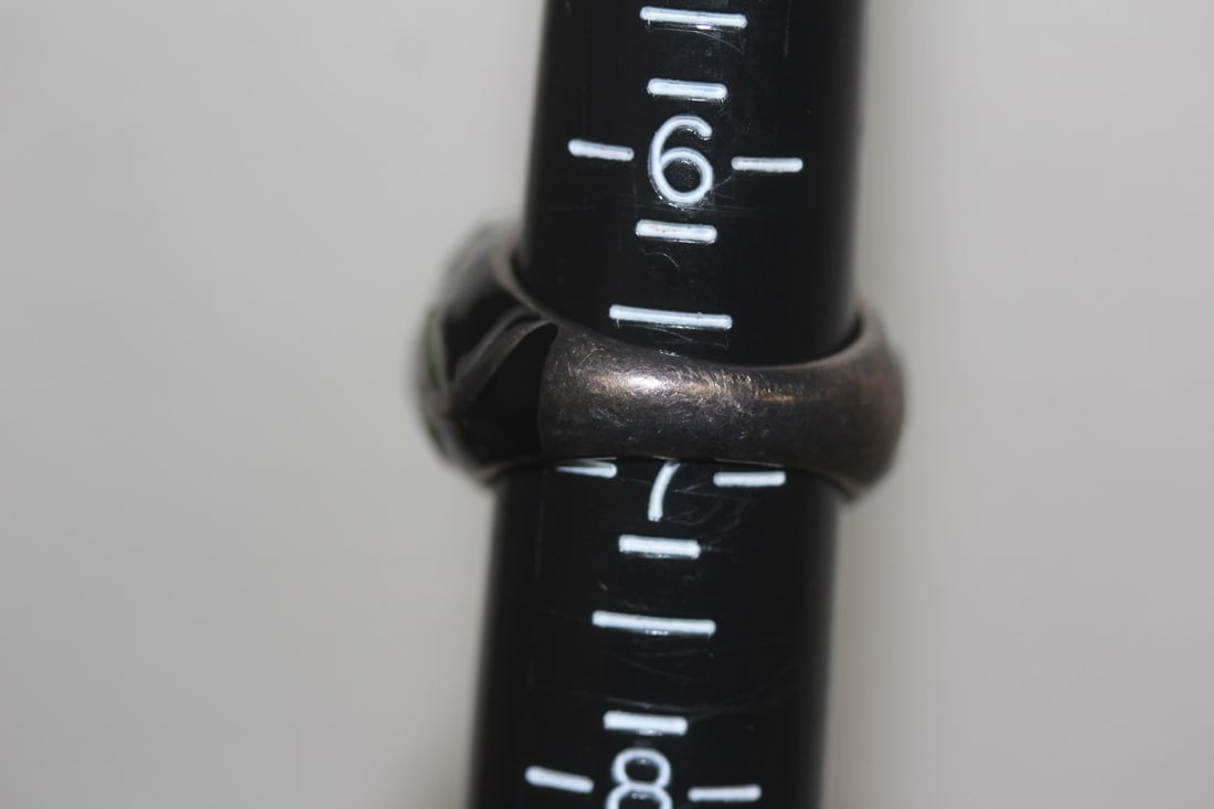 Enamel Onyx and Sterling Ring - 3