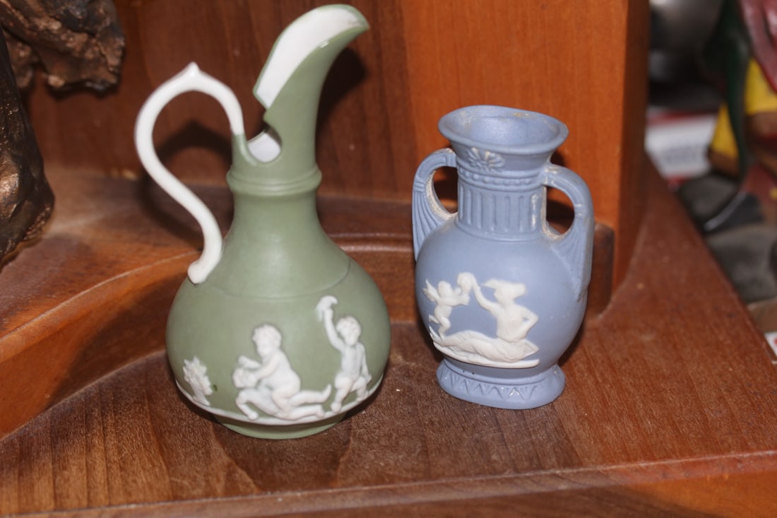 Lot of 2 Jasperware Articles: they are look-a-like - tallest=4 1/2" tall