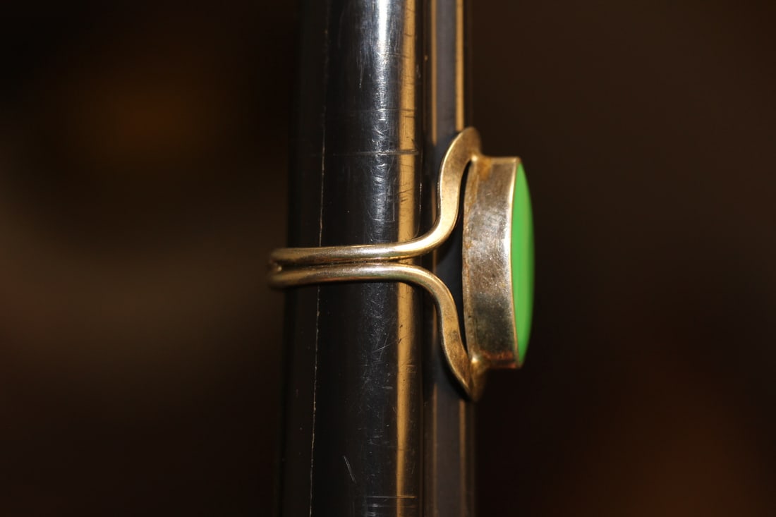 Green Enamel Sterling Ring - 2