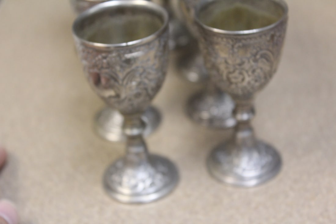 Set of 8 Silverplate Ornate Goblets - 2