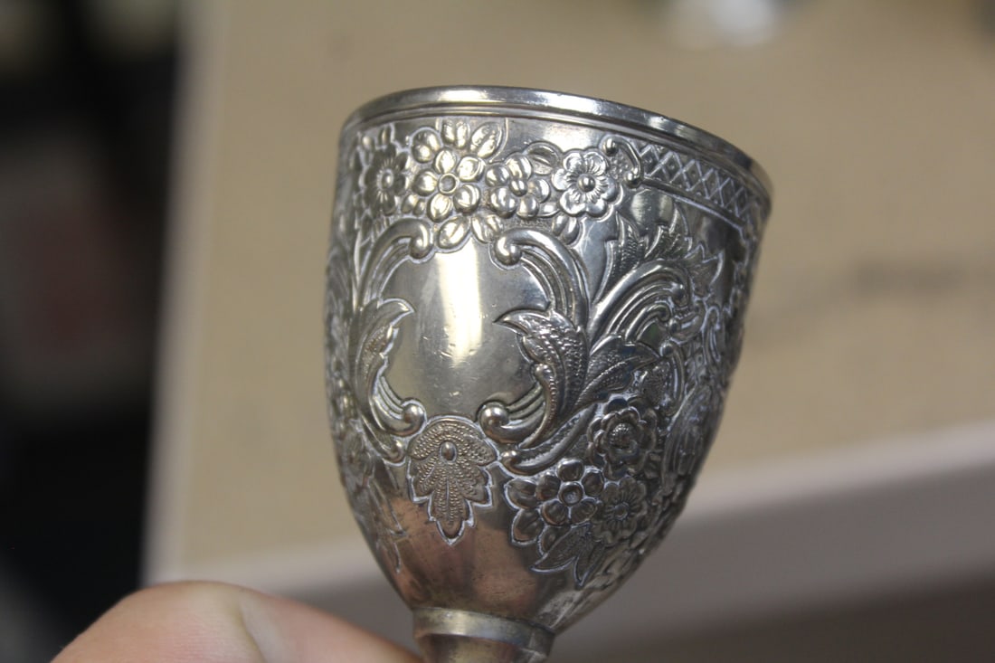 Set of 8 Silverplate Ornate Goblets - 3