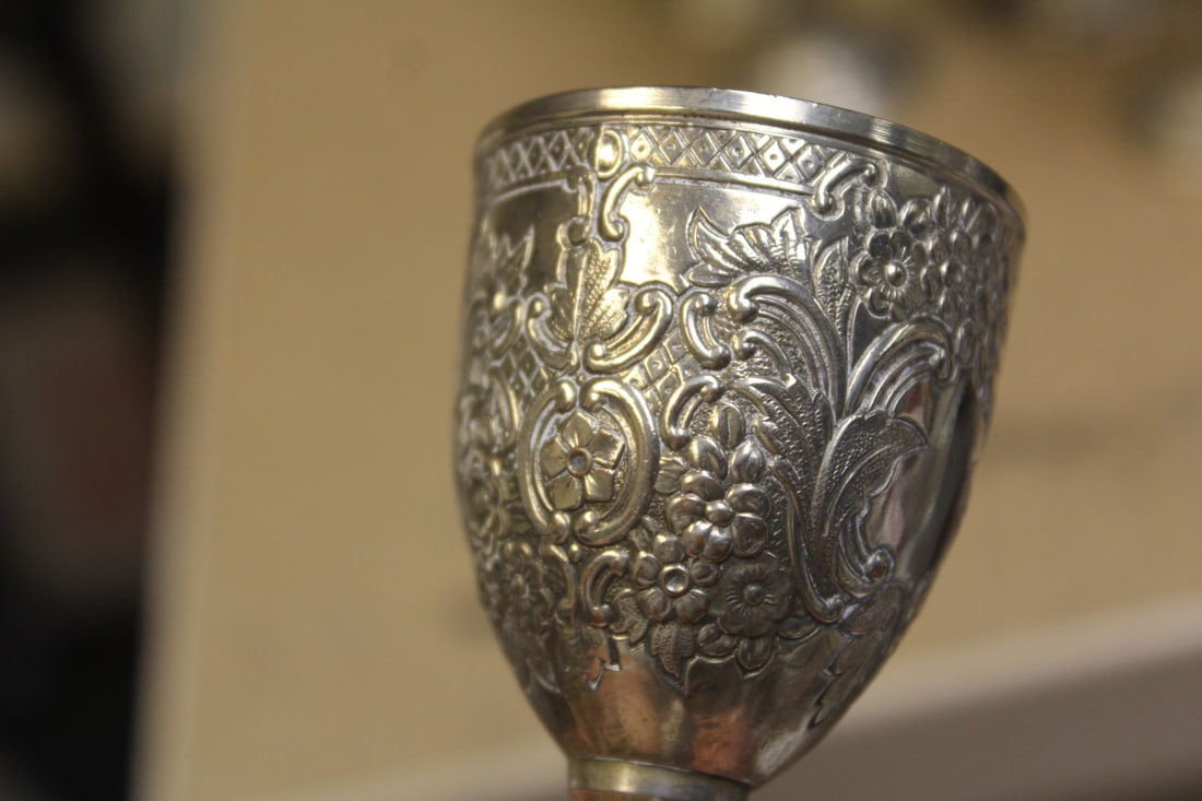 Set of 8 Silverplate Ornate Goblets - 4
