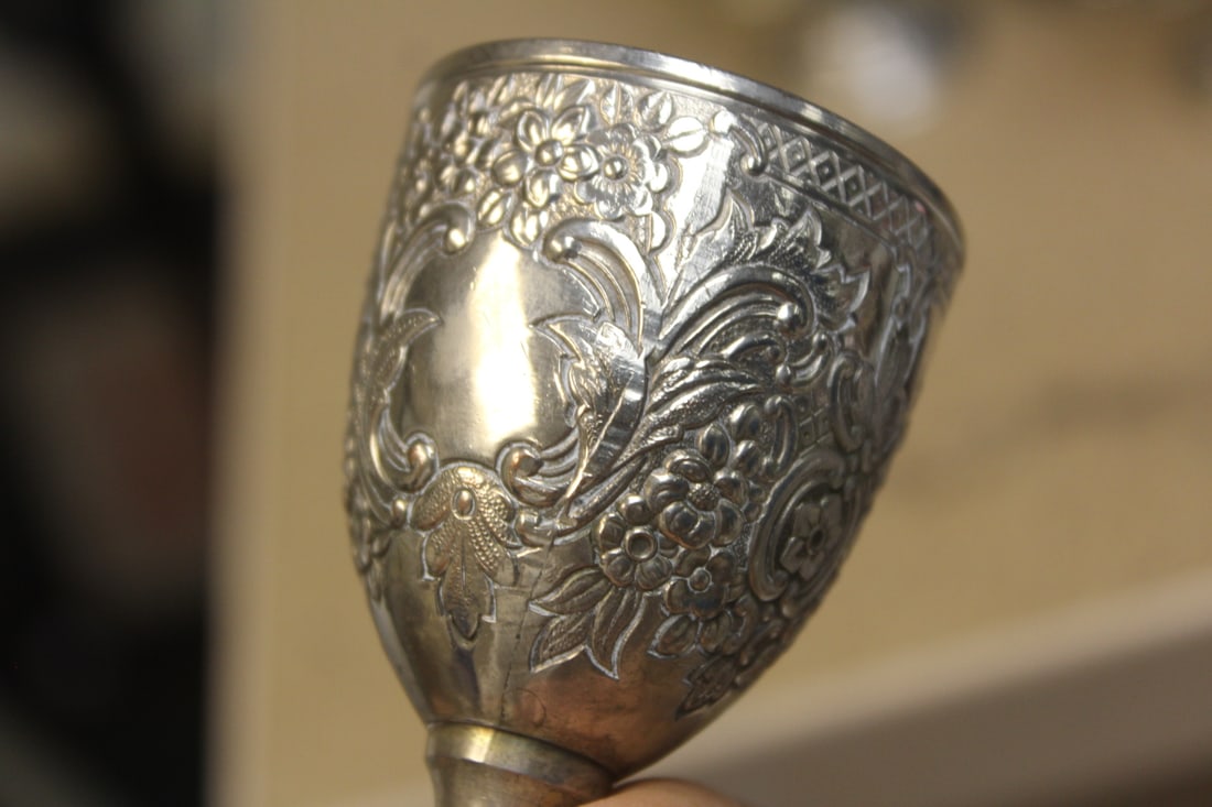 Set of 8 Silverplate Ornate Goblets - 5