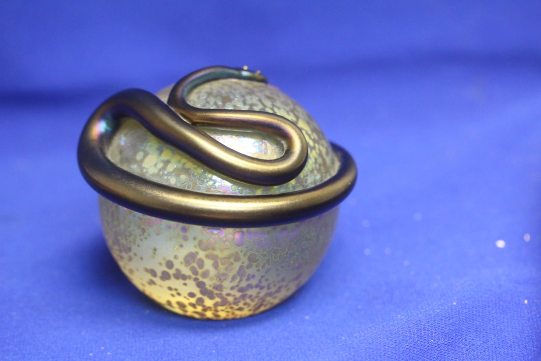 Signed Correia Iredescent Snake Paperweight - 2