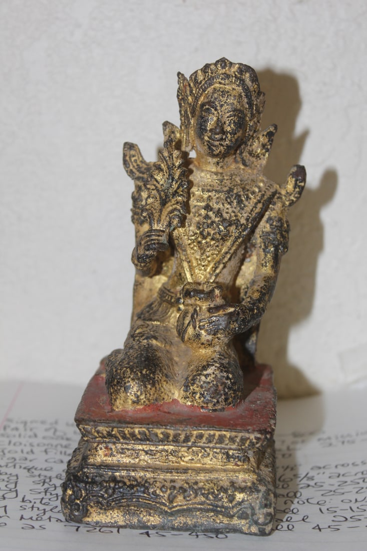 Asian Metal Buddha/God: 6 inches tall