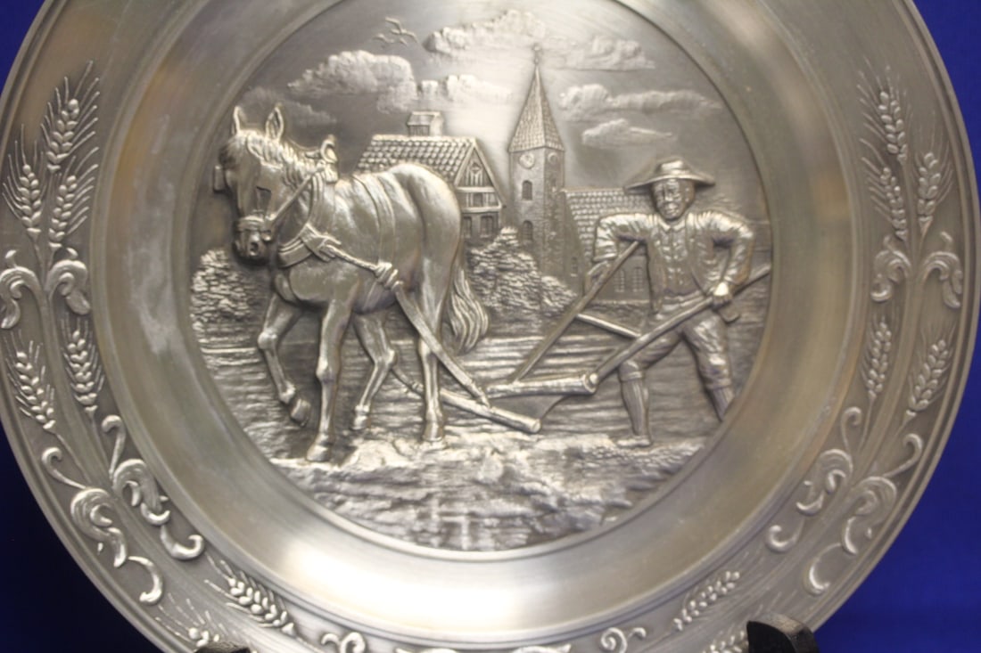 Germany Well Carved Pewter Plate - 3