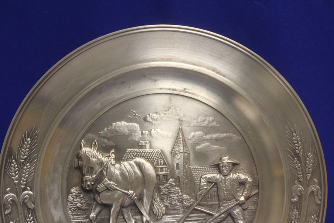 Germany Well Carved Pewter Plate - 4