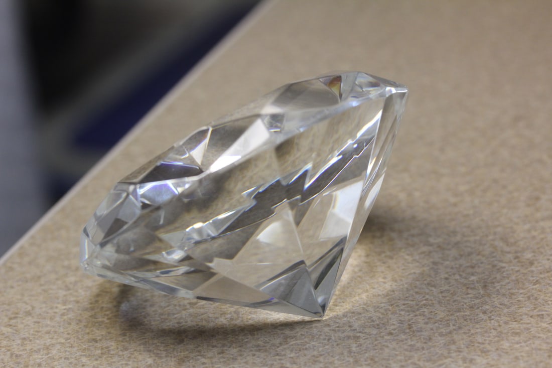 Large Glass Diamond Shape Paperweight - 2