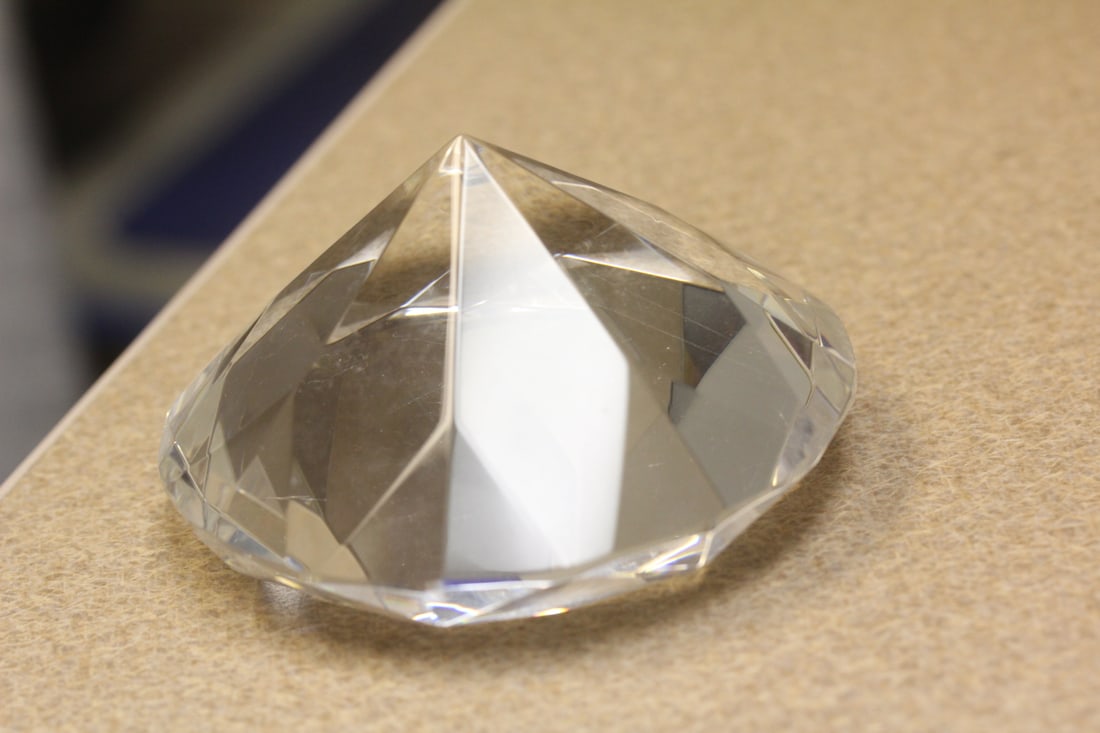 Large Glass Diamond Shape Paperweight - 3