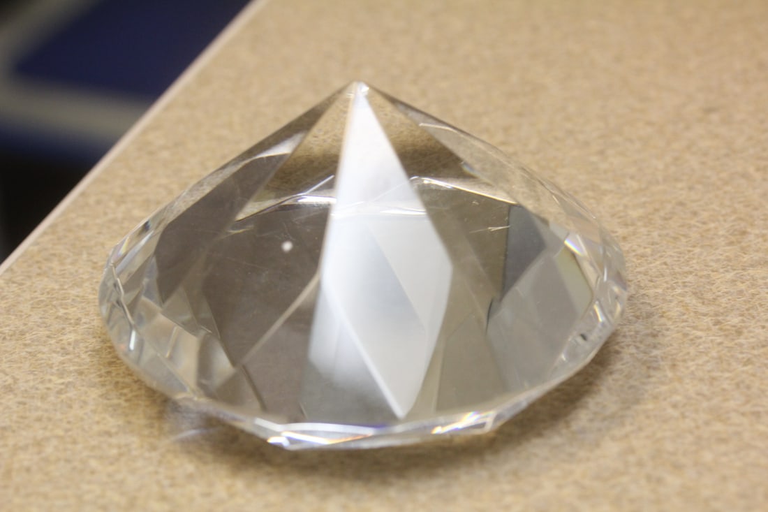 Large Glass Diamond Shape Paperweight - 4