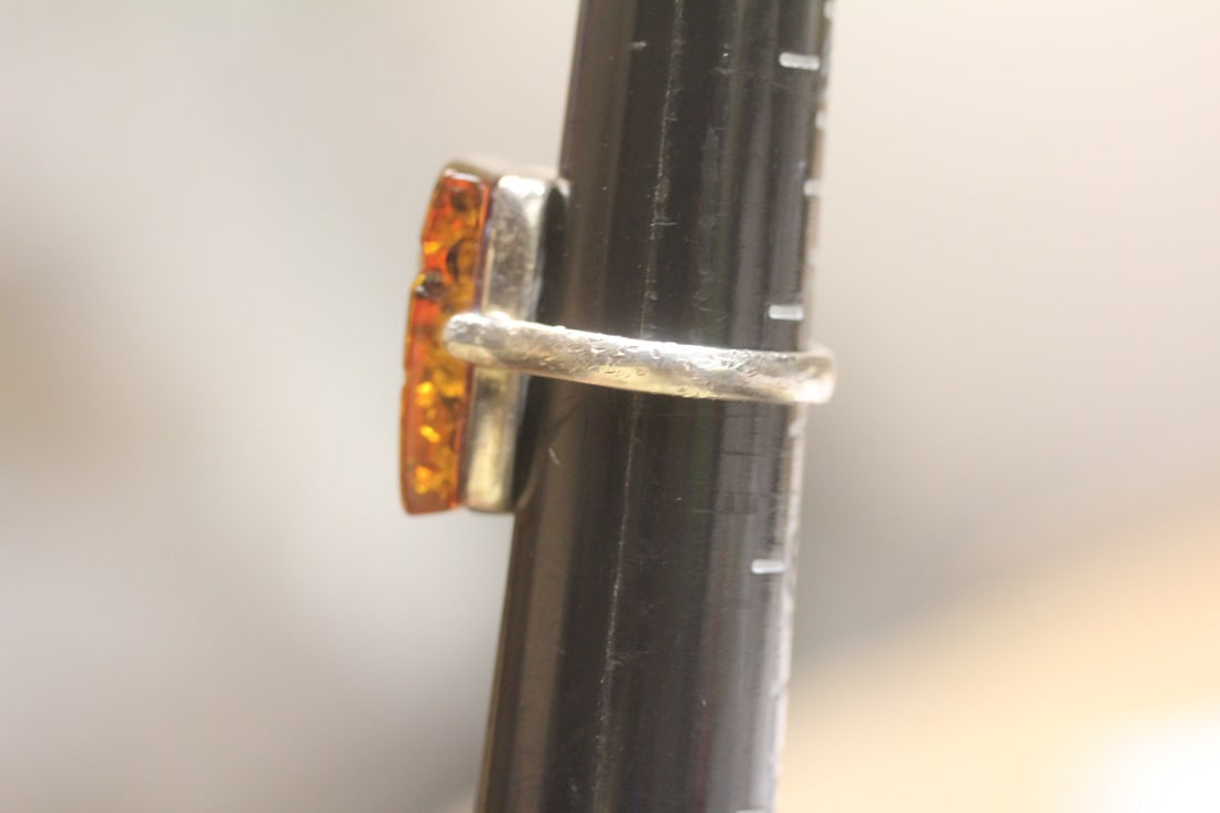 Sterling and Amber Ring - 4