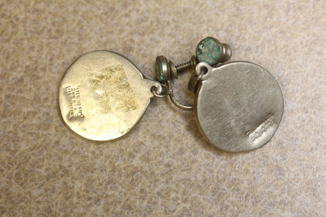 Mexico Sterling Pair of Mosaic Earrings - 2