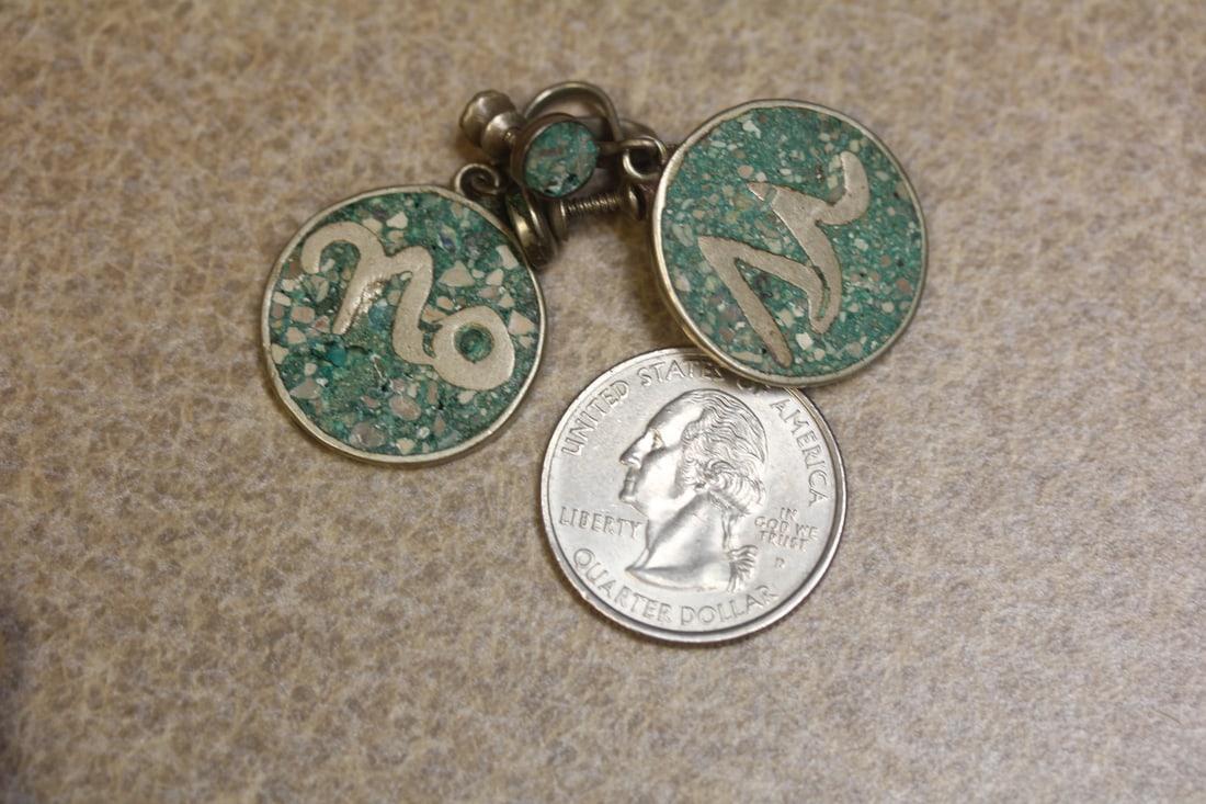 Mexico Sterling Pair of Mosaic Earrings - 5