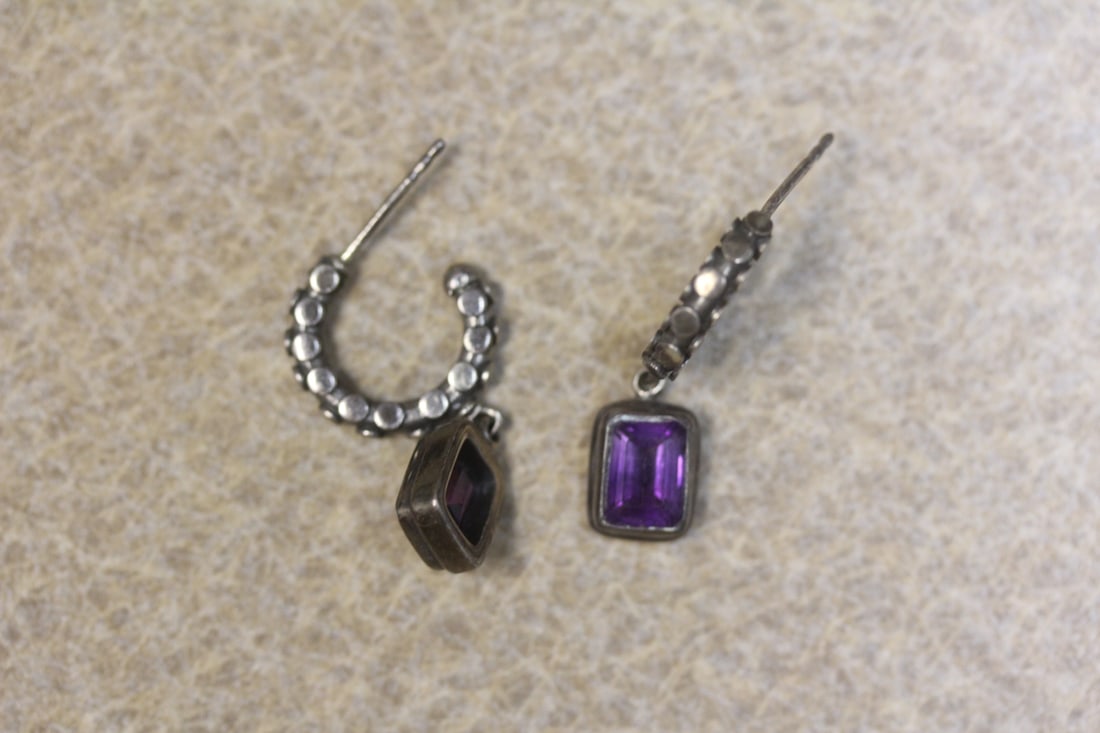 Sterling and Gemstone Earrings: as shown