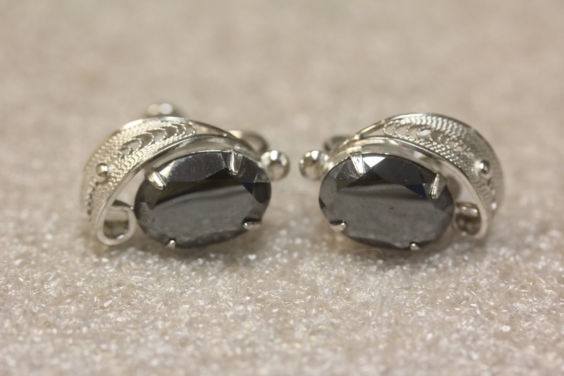 Pair of Sterling and Gemstone Earrings: as shown