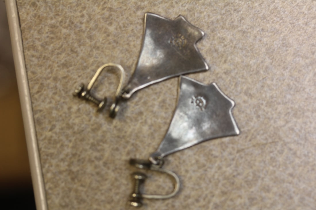 Sterling, Enamel and Mother of Pearl Earrings - 3