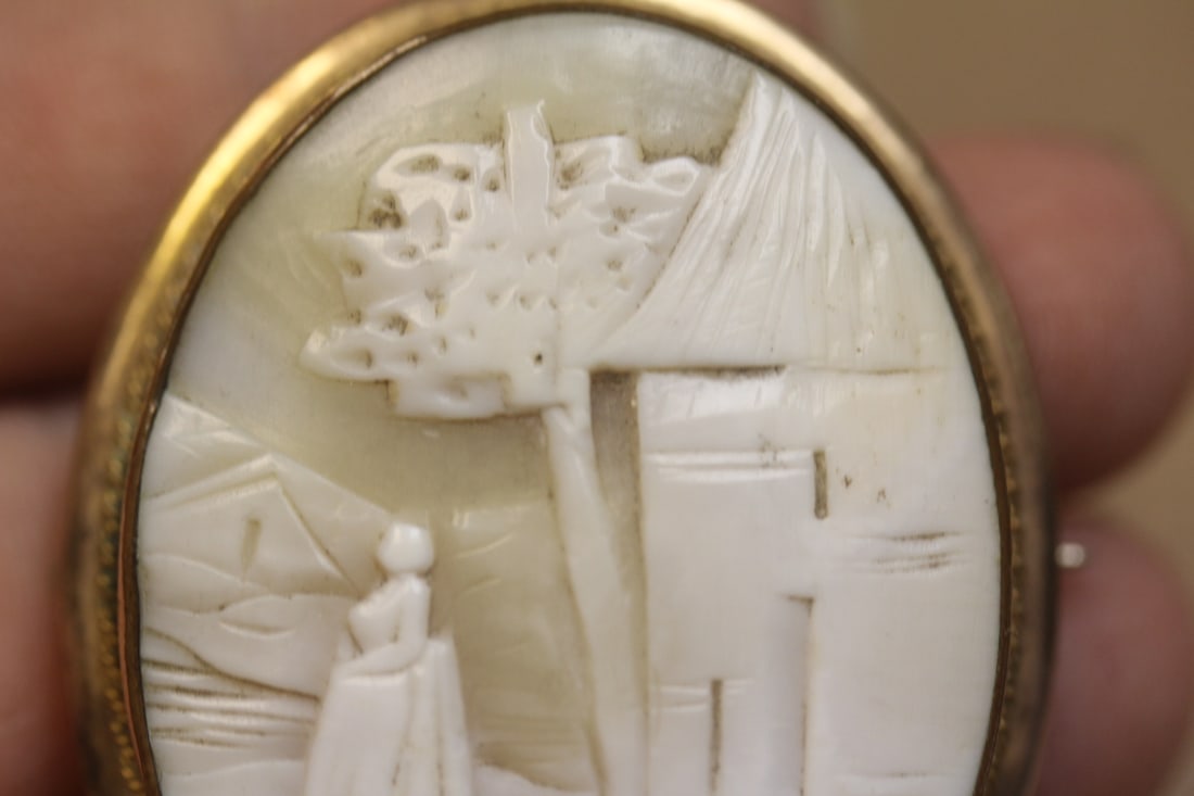 Victorian Gold Filled Cameo Pin - 3