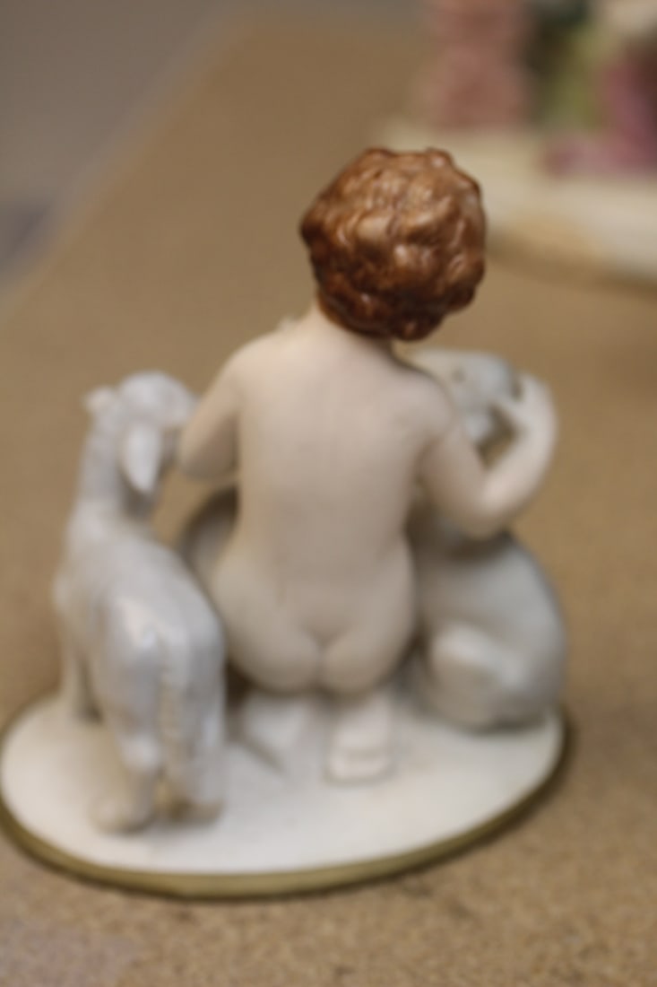 Ceramic Nude with Lambs Figurine - 3
