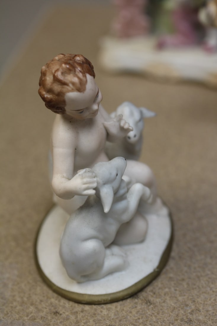 Ceramic Nude with Lambs Figurine - 4