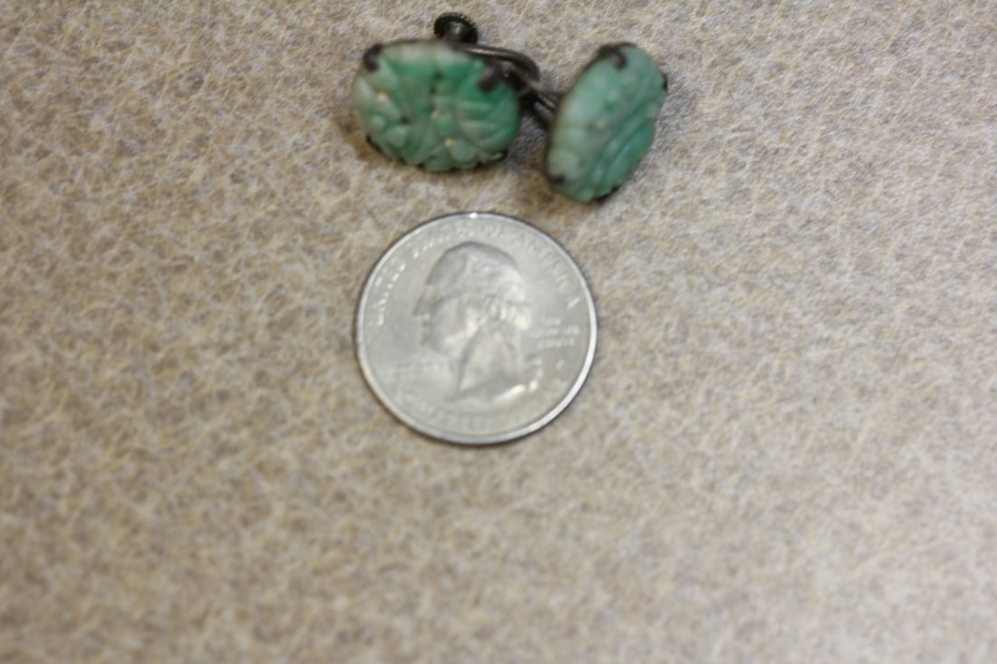 Sterling and Jade Pair of Earrings - 6