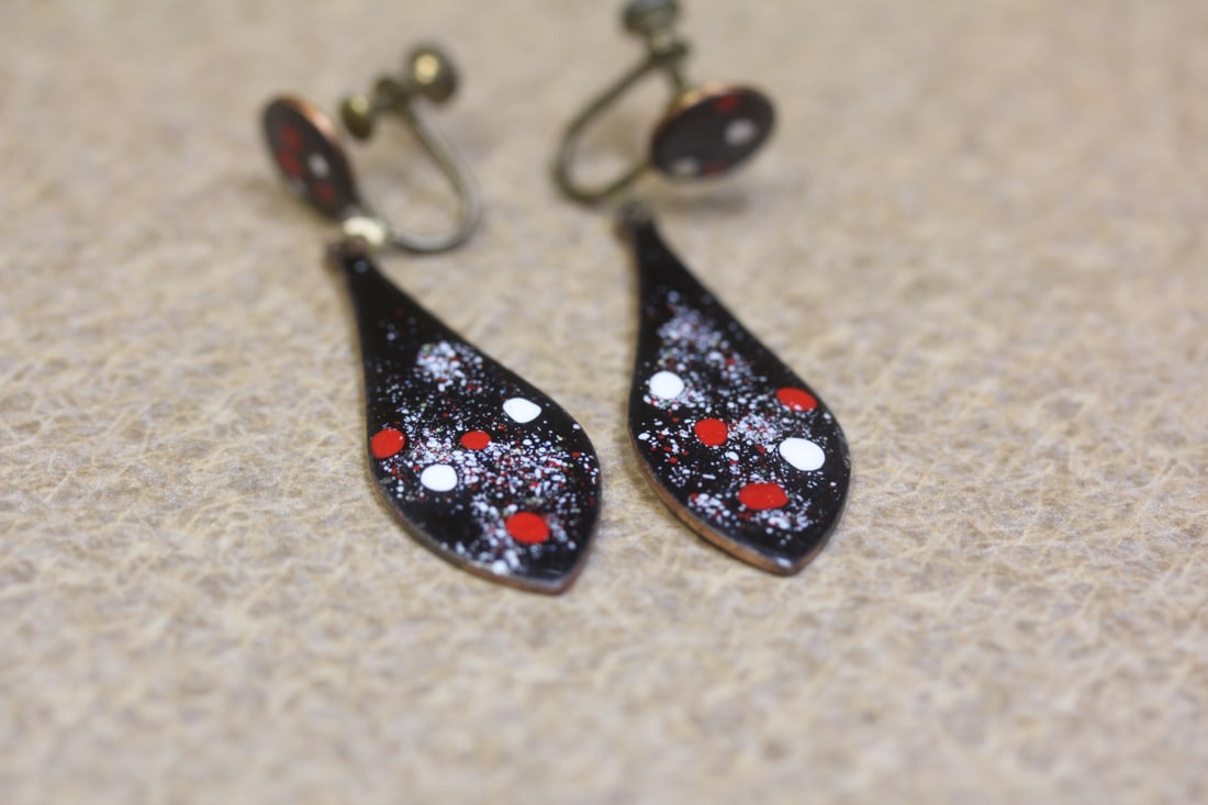 Pair of Enamel and Copper Earrings - 2